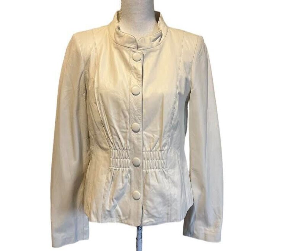 Classiques Entier Women's L Off White Leather Jacket